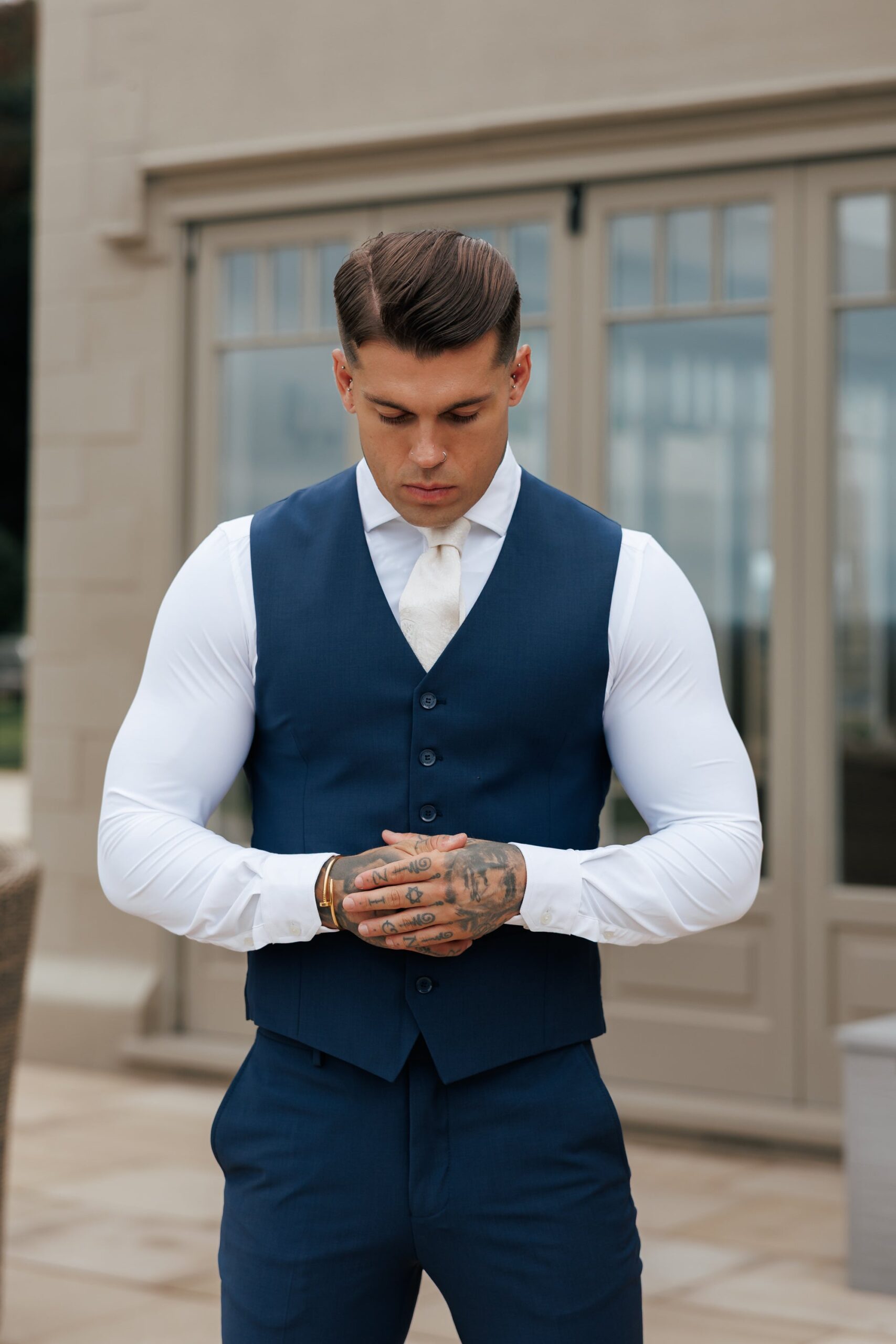 Father Sons Slim Formal Waistcoat Navy - FSW012 - Image 15