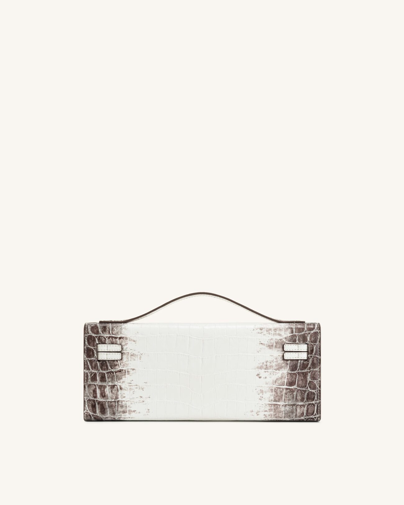 Bria Structured Top Handle Bag - White Croc - Image 3