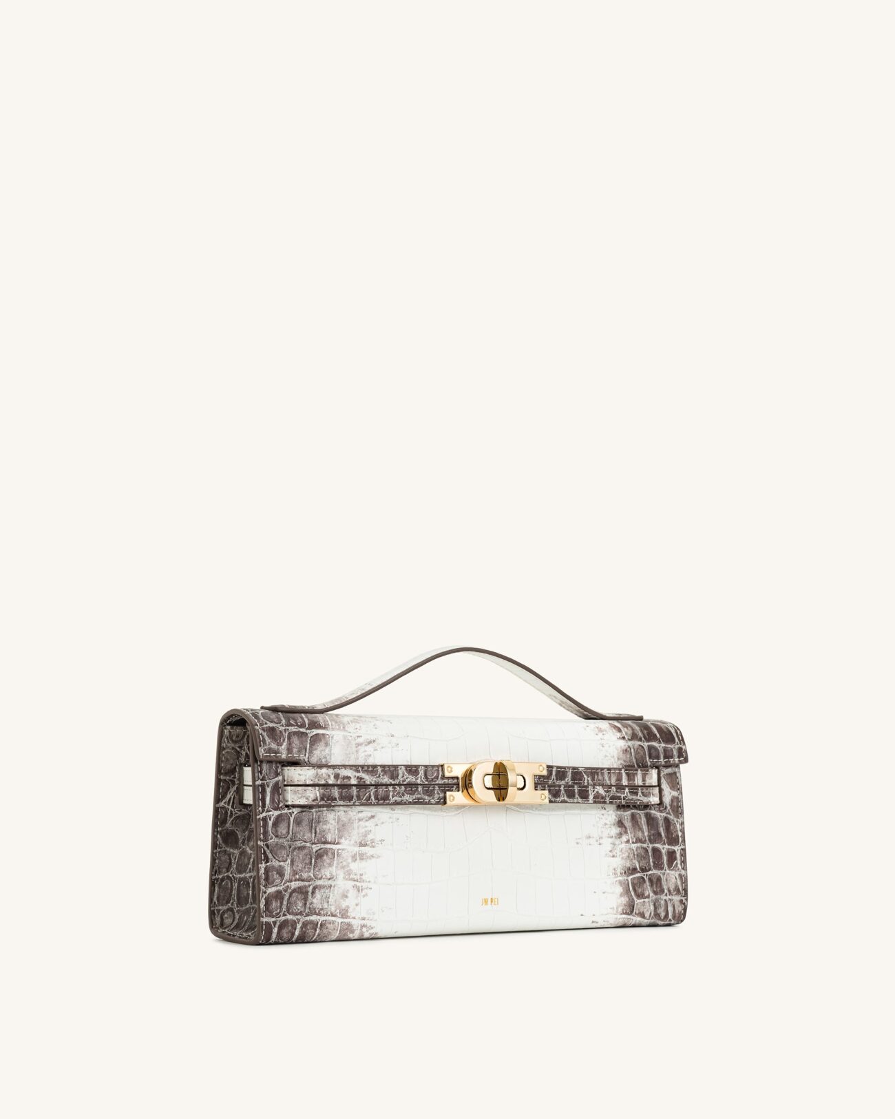 Bria Structured Top Handle Bag - White Croc - Image 2