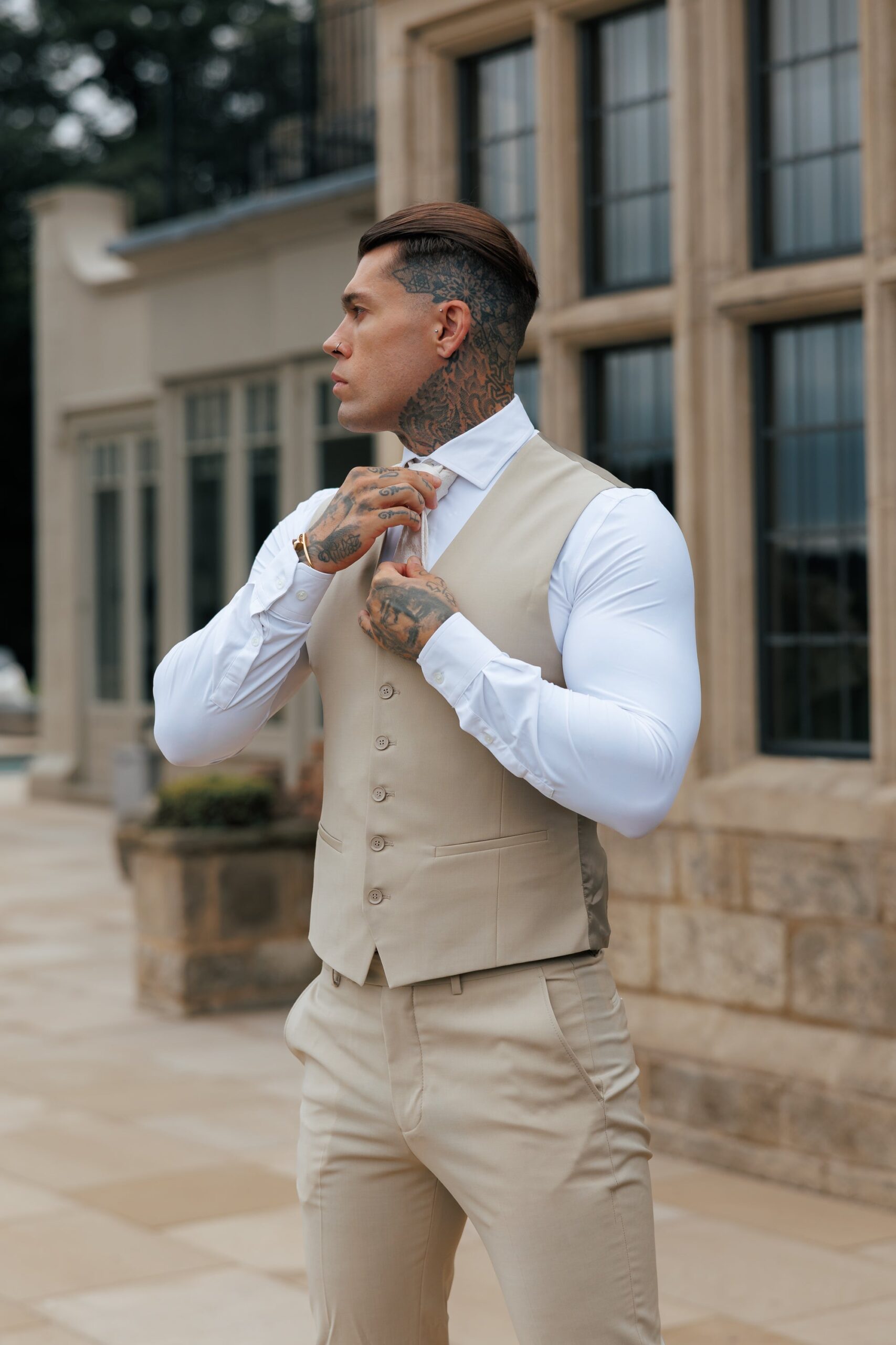 Father Sons Slim Formal Waistcoat Beige - FSW011 - Image 5