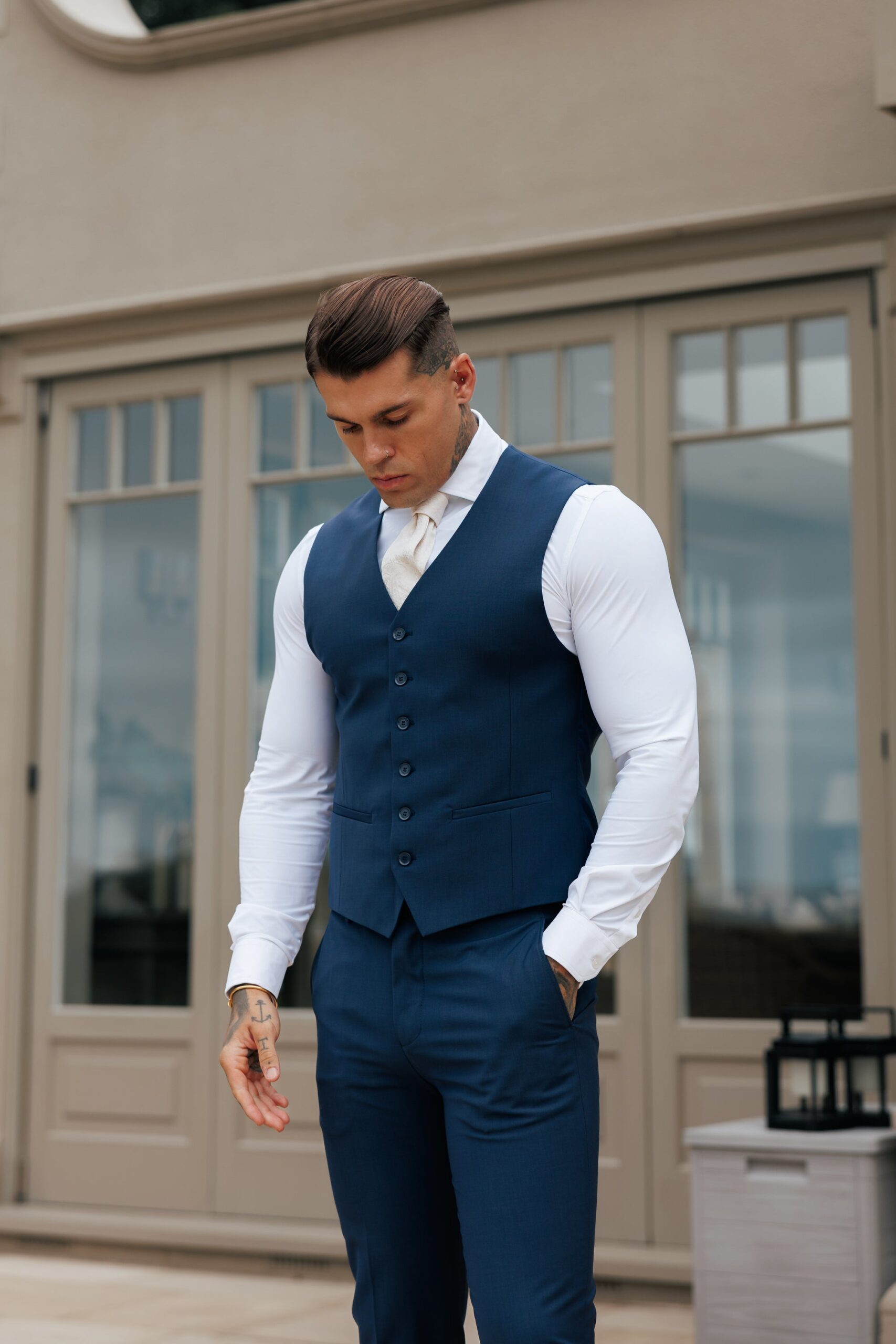 Father Sons Slim Formal Waistcoat Navy - FSW012 - Image 4