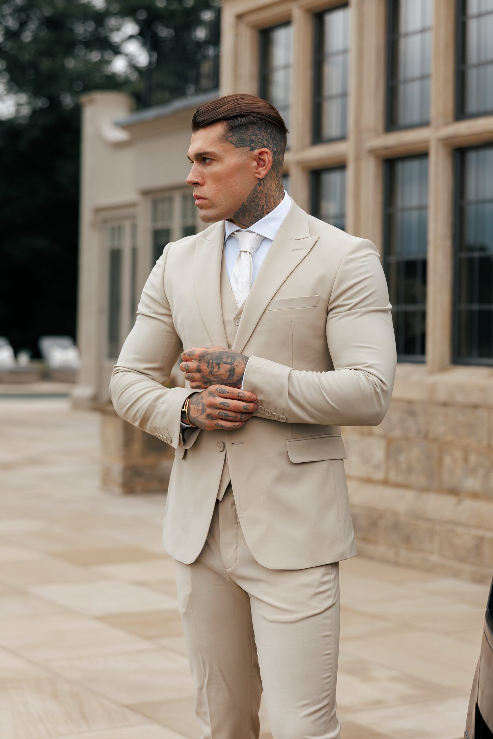 Father Sons Slim Formal Suit Jacket Beige - FSJKT012 - Image 2