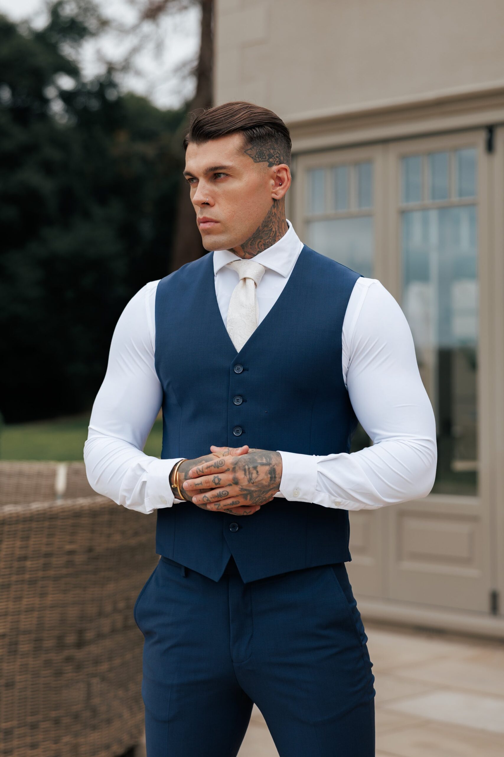 Father Sons Slim Formal Waistcoat Navy - FSW012 - Image 2