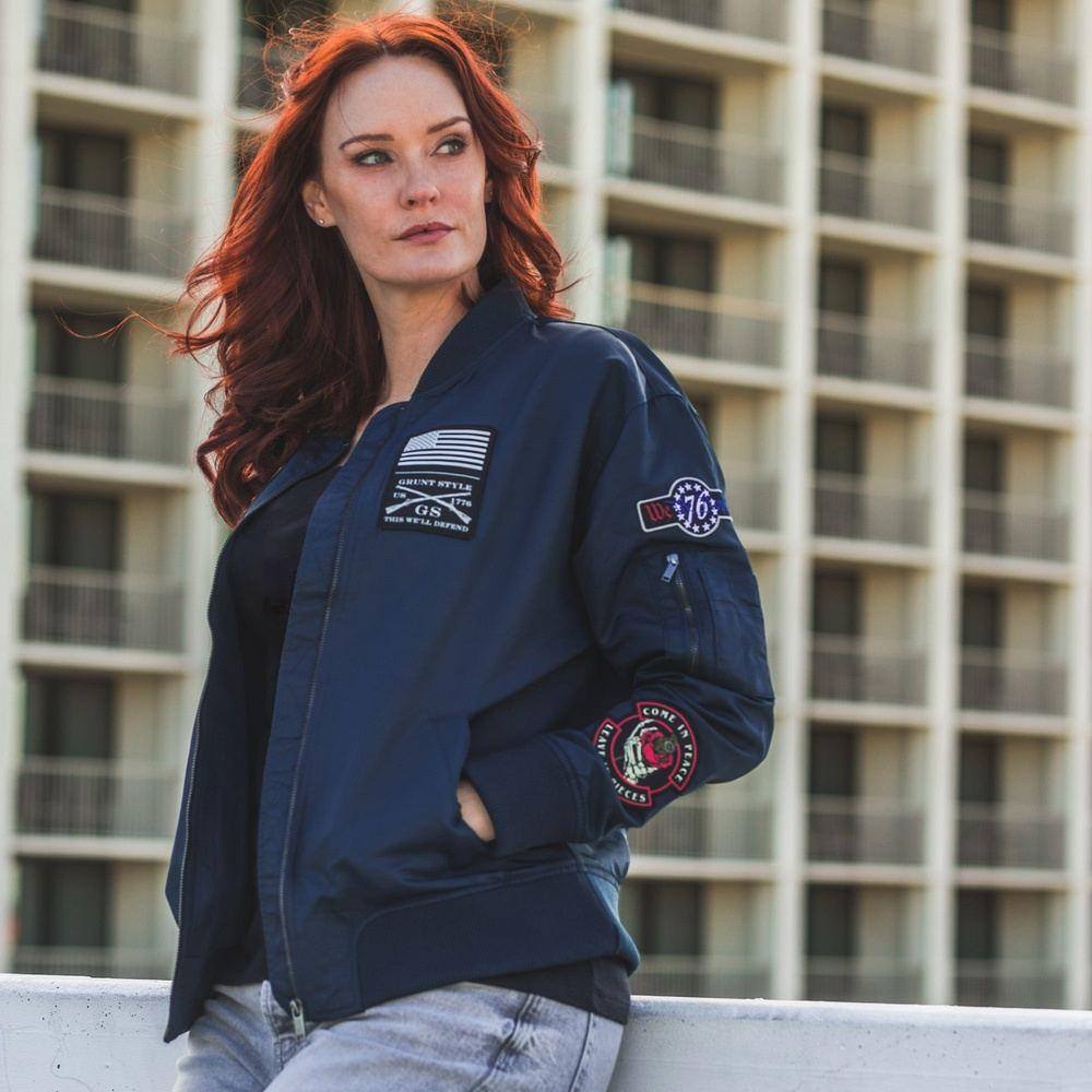 Women's Classified Bomber Jacket - Navy - Image 5
