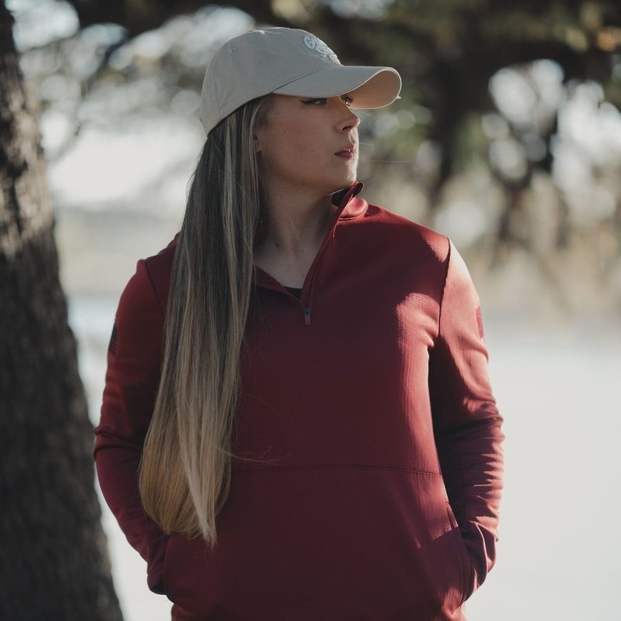 Women's 1/2 Zip Waffle Top - Red Plum - Image 6