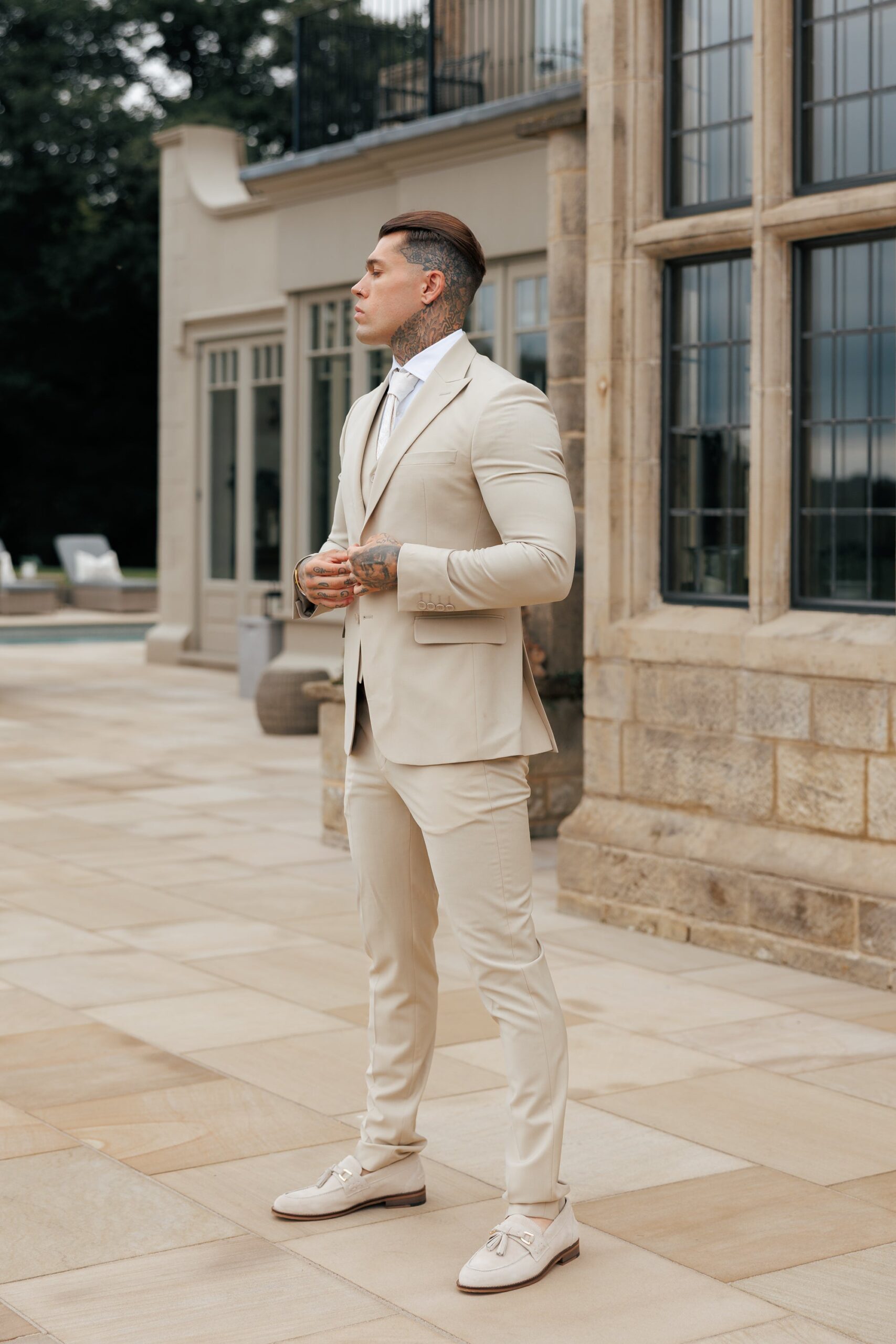 Father Sons Slim Formal Suit Jacket Beige - FSJKT012 - Image 4