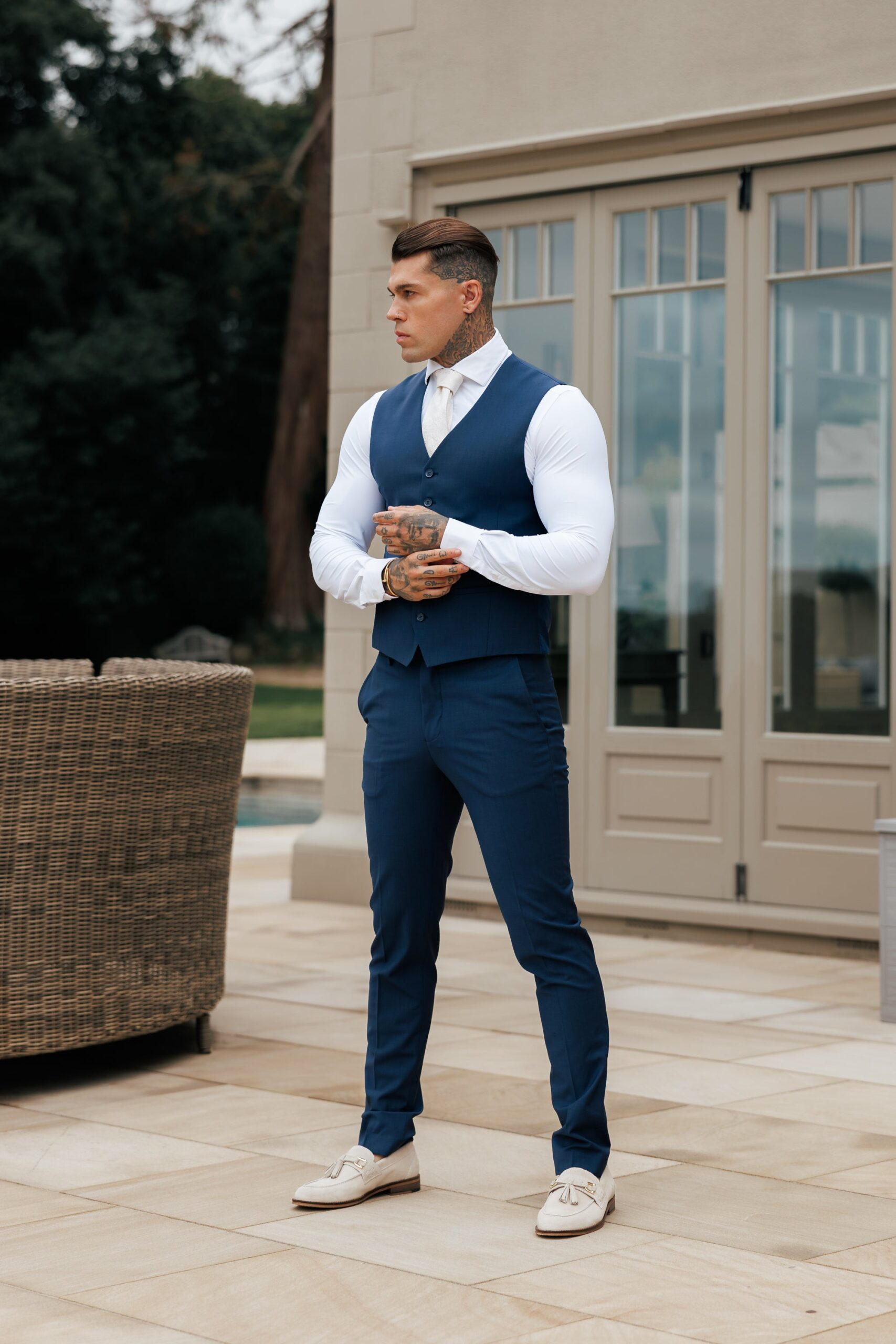 Father Sons Slim Formal Waistcoat Navy - FSW012 - Image 5