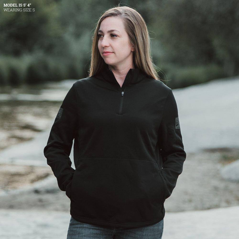 Women's 1/2 Zip Waffle Top - Black - Image 5